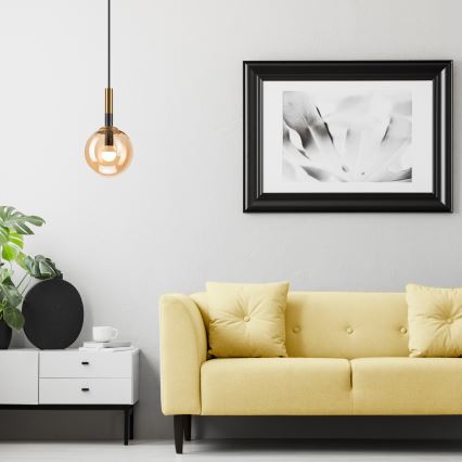 Κρεμαστό φωτιστικό οροφής ROLLO 1xE14/5W/230V χρυσό/φιμέ μπεζ