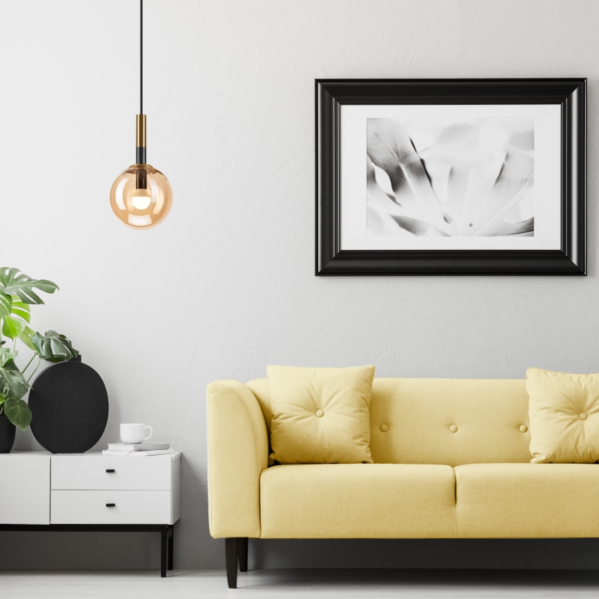 Κρεμαστό φωτιστικό οροφής ROLLO 1xE14/5W/230V χρυσό/φιμέ μπεζ