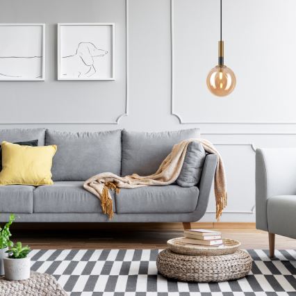 Κρεμαστό φωτιστικό οροφής ROLLO 1xG9/5W/230V χρυσό/φιμέ μπεζ