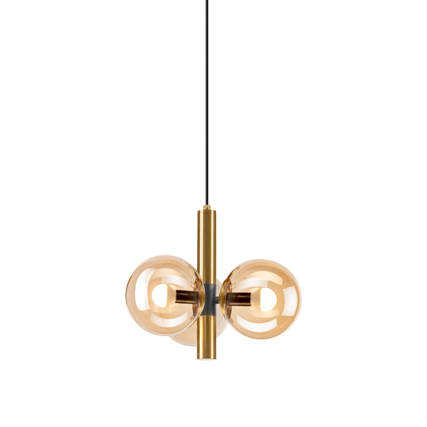 Κρεμαστό φωτιστικό οροφής ROLLO 3xE14/5W/230V χρυσό/φιμέ μπεζ