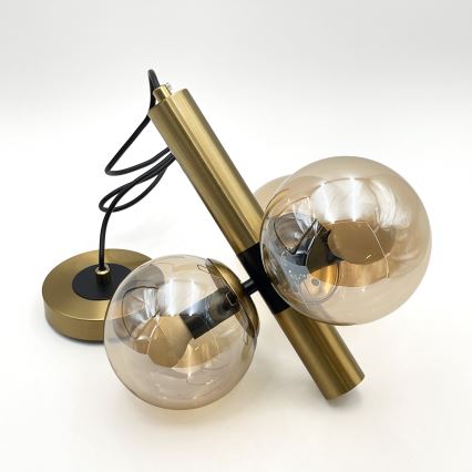 Κρεμαστό φωτιστικό οροφής ROLLO 3xE14/5W/230V χρυσό/φιμέ μπεζ