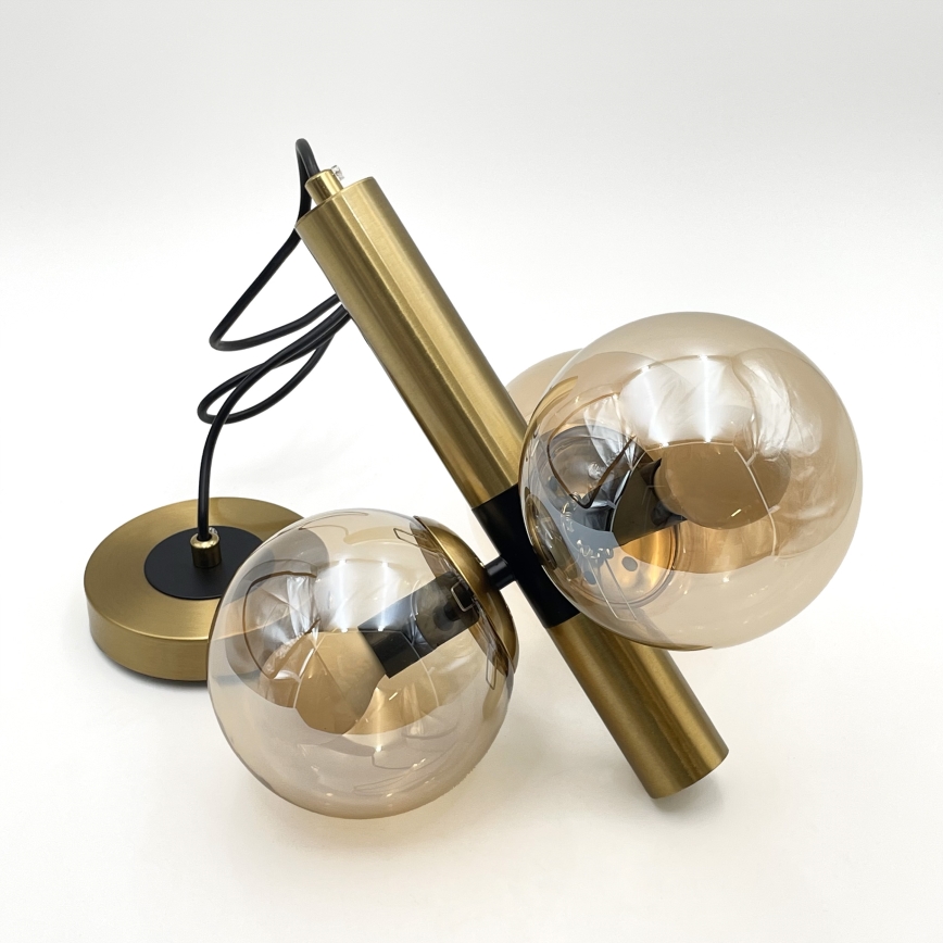 Κρεμαστό φωτιστικό οροφής ROLLO 3xE14/5W/230V χρυσό/φιμέ μπεζ