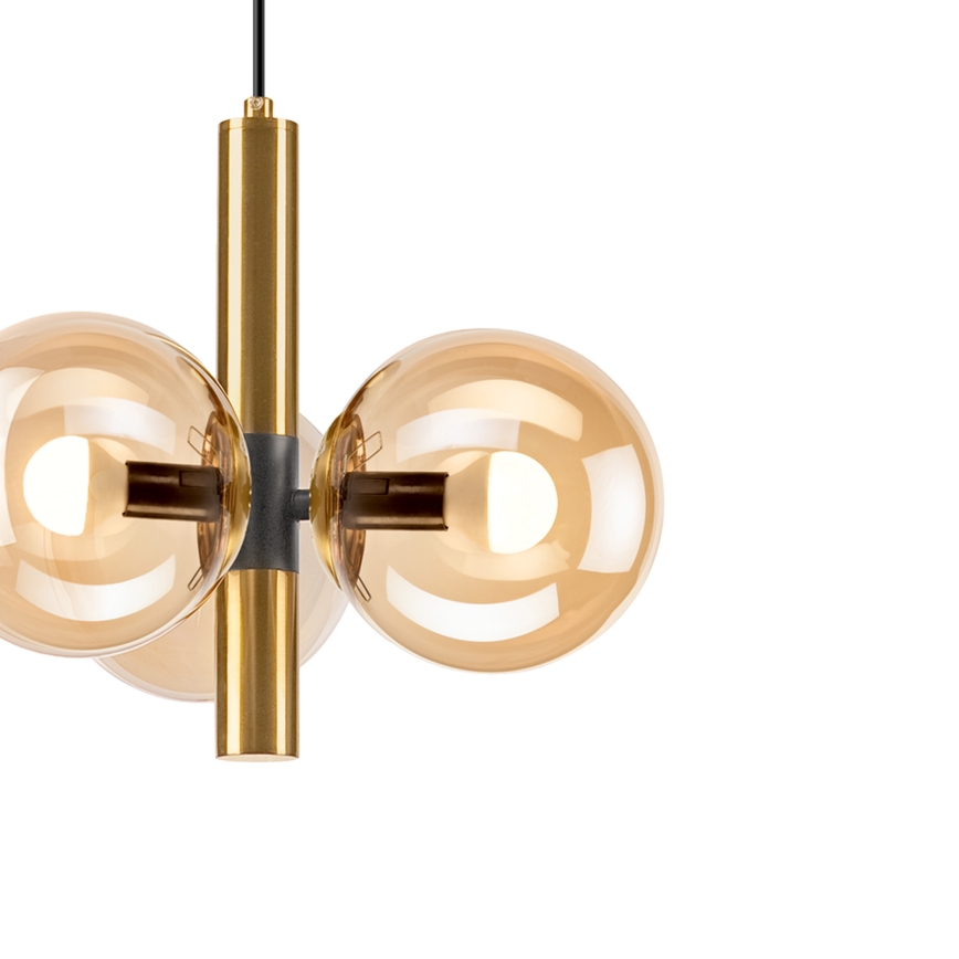 Κρεμαστό φωτιστικό οροφής ROLLO 3xE14/5W/230V χρυσό/φιμέ μπεζ