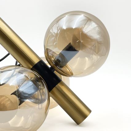 Κρεμαστό φωτιστικό οροφής ROLLO 3xE14/5W/230V χρυσό/φιμέ μπεζ