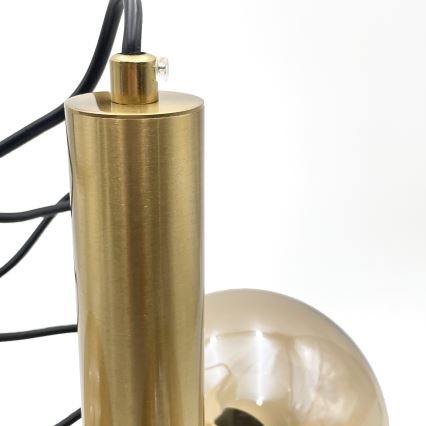 Κρεμαστό φωτιστικό οροφής ROLLO 3xE14/5W/230V χρυσό/φιμέ μπεζ