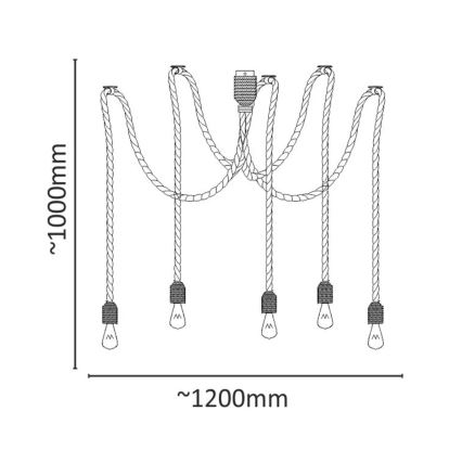 Κρεμαστό φωτιστικό οροφής ROPE CASA 5xE27/12W/230V spider