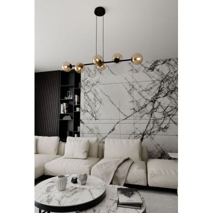 Κρεμαστό φωτιστικό οροφής ROSSI 6xE14/10W/230V μαύρο/μπεζ