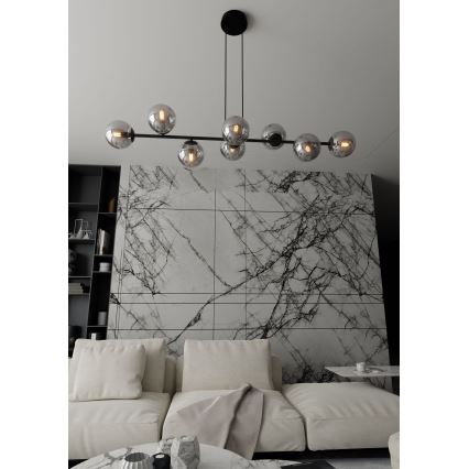 Κρεμαστό φωτιστικό οροφής ROSSI 8xE14/10W/230V μαύρο/γκρι