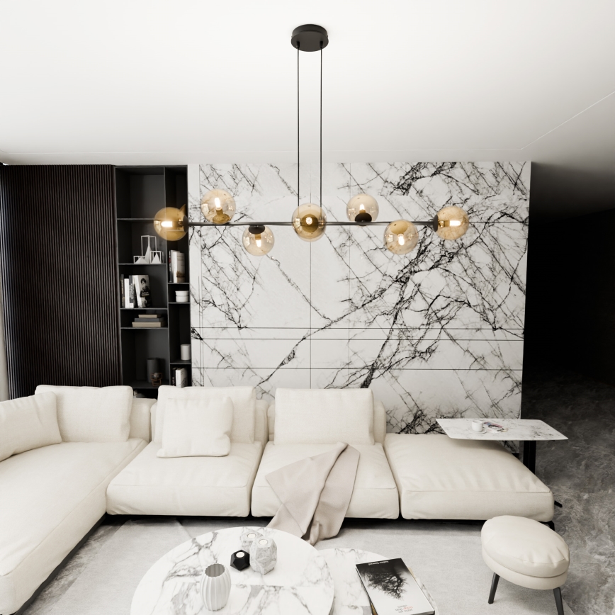 Κρεμαστό φωτιστικό οροφής ROSSI 8xE14/10W/230V μαύρο/μπεζ