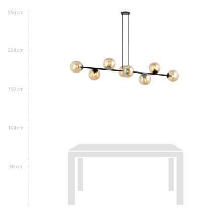 Κρεμαστό φωτιστικό οροφής ROSSI 8xE14/10W/230V μαύρο/μπεζ