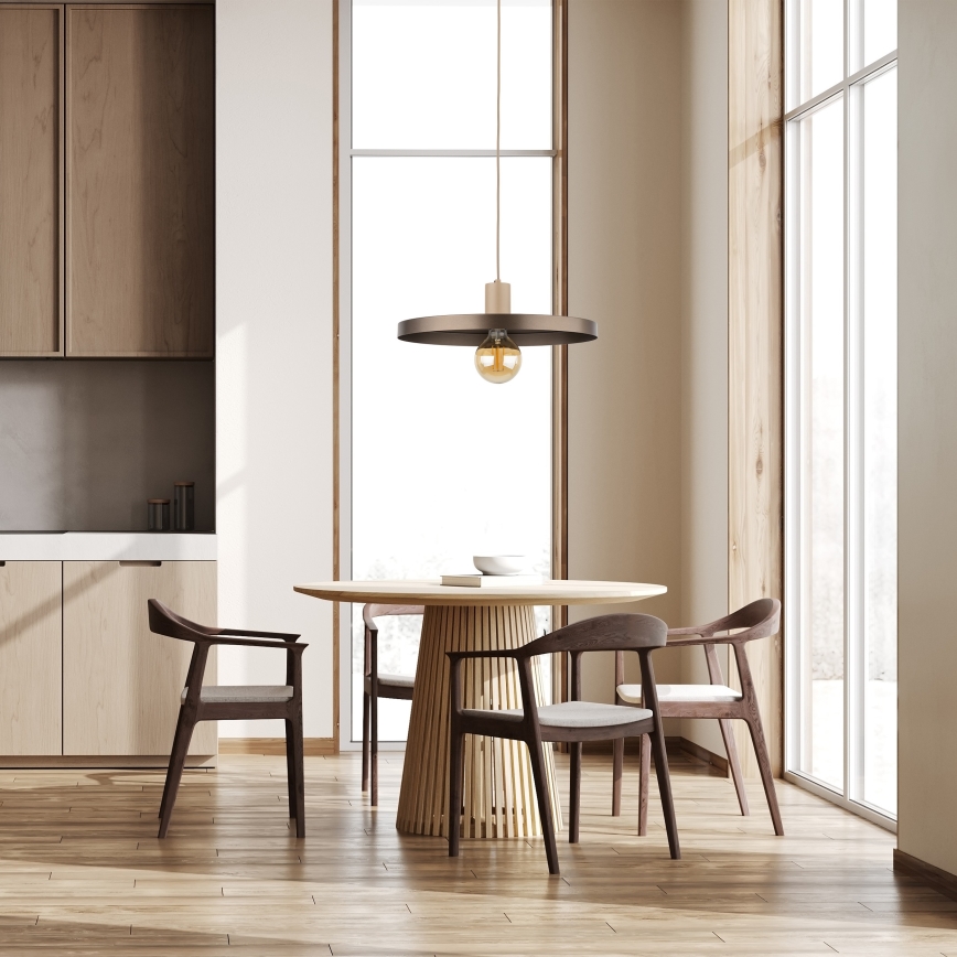 Κρεμαστό φωτιστικό οροφής SILA 1xE27/15W/230V διάμετρος 40 cm καφέ/μπεζ