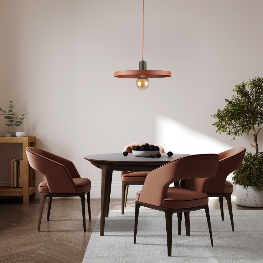 Κρεμαστό φωτιστικό οροφής SILA 1xE27/15W/230V διάμετρος 40 cm τούβλο/πράσινο