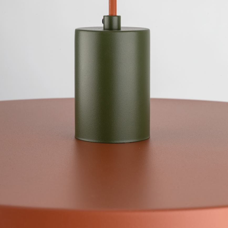 Κρεμαστό φωτιστικό οροφής SILA 1xE27/15W/230V διάμετρος 40 cm τούβλο/πράσινο