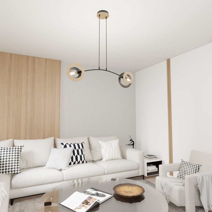 Κρεμαστό φωτιστικό οροφής SKIVA 2xE27/15W/230V μαύρο/μπεζ