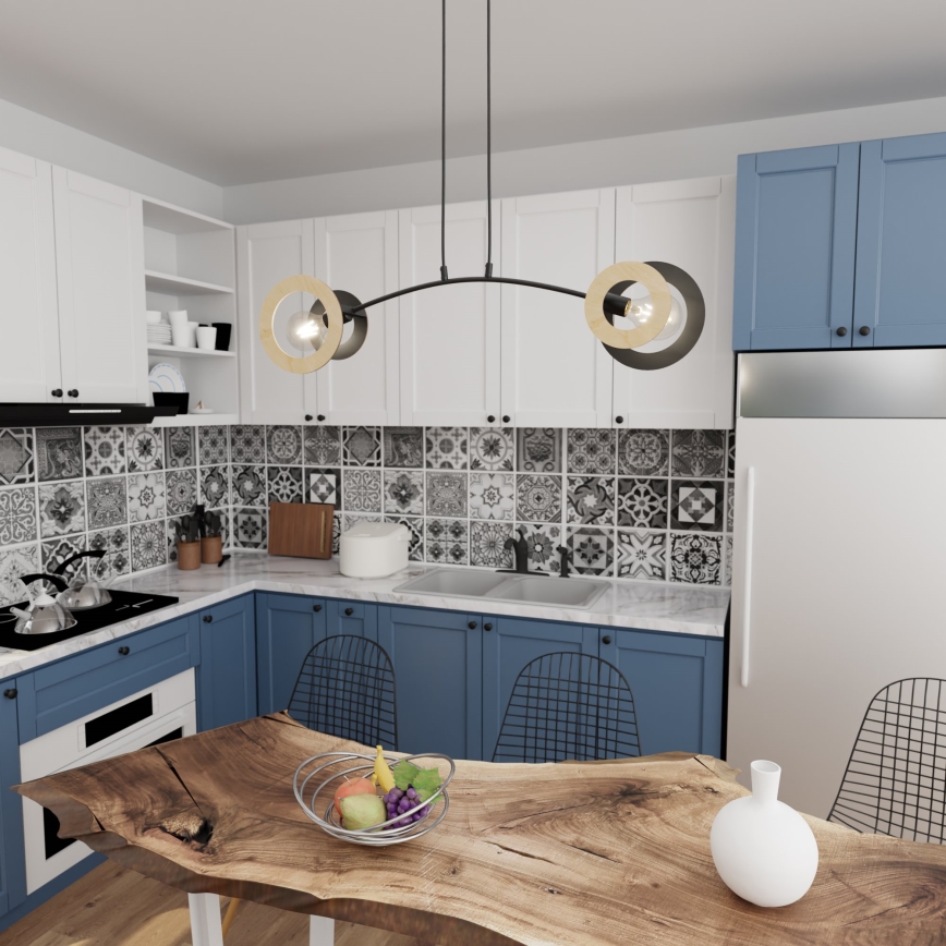 Κρεμαστό φωτιστικό οροφής SKIVA 2xE27/15W/230V μαύρο/μπεζ