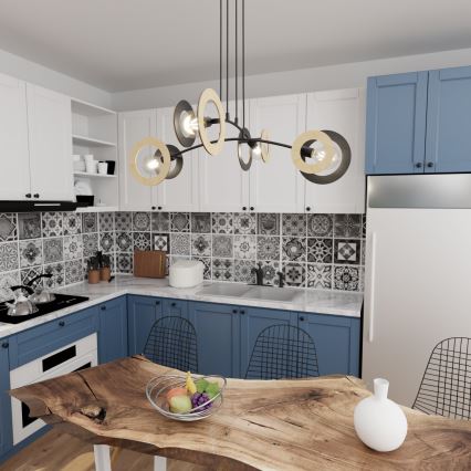 Κρεμαστό φωτιστικό οροφής SKIVA 4xE27/15W/230V μαύρο/μπεζ