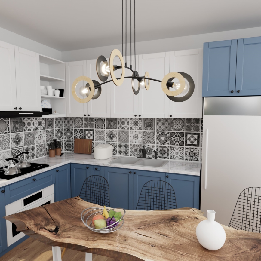 Κρεμαστό φωτιστικό οροφής SKIVA 4xE27/15W/230V μαύρο/μπεζ