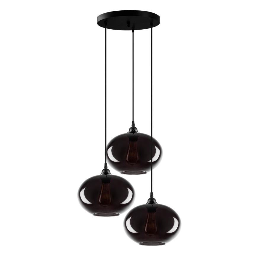 Κρεμαστό φωτιστικό οροφής SMOKED 3xE27/40W/230V