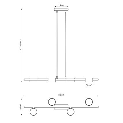 Κρεμαστό φωτιστικό οροφής SORA 4xGX53/12W/230V μαύρο