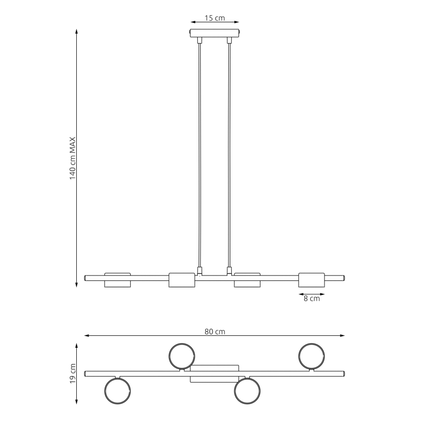 Κρεμαστό φωτιστικό οροφής SORA 4xGX53/12W/230V μαύρο