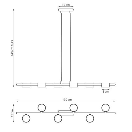 Κρεμαστό φωτιστικό οροφής SORA 6xGX53/12W/230V μαύρο