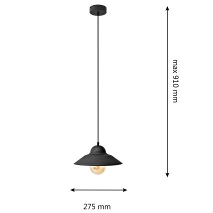 Κρεμαστό φωτιστικό οροφής SORAPIS 1xE27/15W/230V μαύρο
