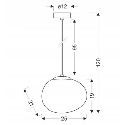 Κρεμαστό φωτιστικό οροφής STONES 1xE27/40W/230V διάμετρος 25 cm