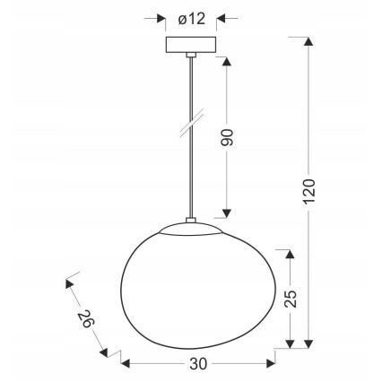 Κρεμαστό φωτιστικό οροφής STONES 1xE27/40W/230V διάμετρος 30 cm
