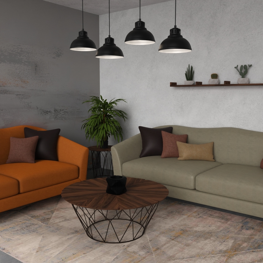 Κρεμαστό φωτιστικό οροφής SVEN 4xE27/15W/230V μαύρο