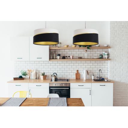 Κρεμαστό φωτιστικό οροφής SWING 1xE27/60W/230V μαύρο/λευκό/χρυσαφί