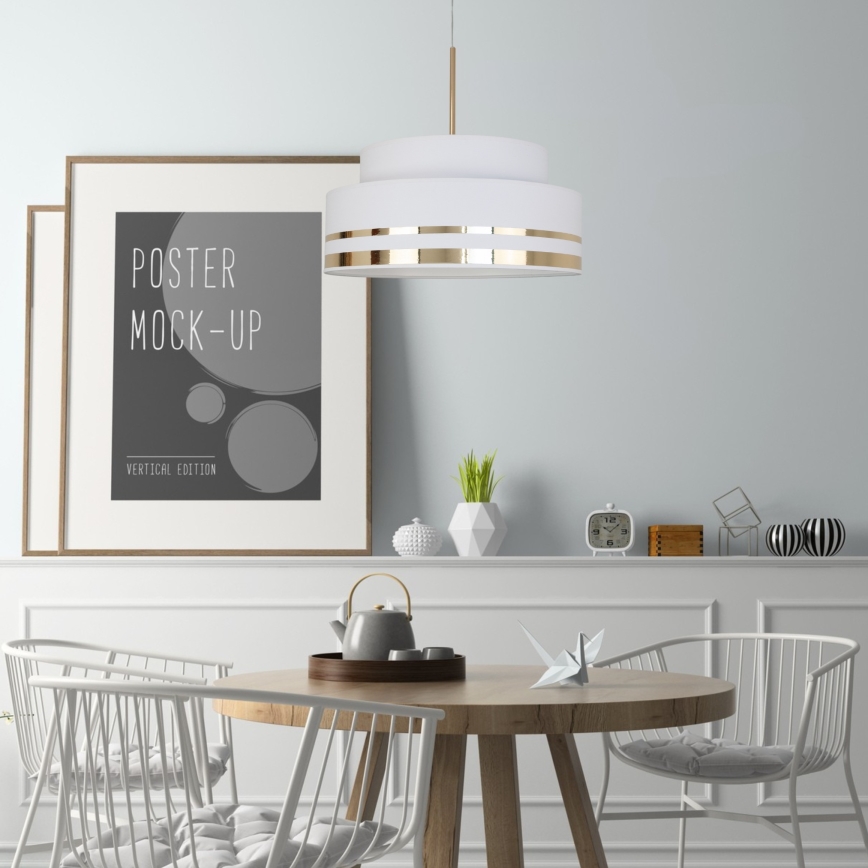 Κρεμαστό φωτιστικό οροφής TAMI 1xE27/60W/230V διάμετρος 40 cm κρεμ/χρυσό