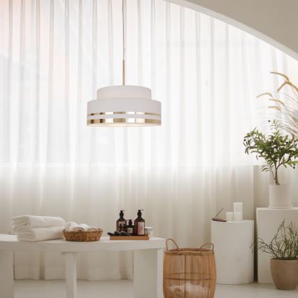 Κρεμαστό φωτιστικό οροφής TAMI 1xE27/60W/230V διάμετρος 40 cm κρεμ/χρυσό