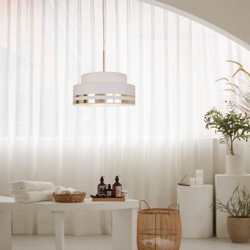 Κρεμαστό φωτιστικό οροφής TAMI 1xE27/60W/230V διάμετρος 40 cm κρεμ/χρυσό