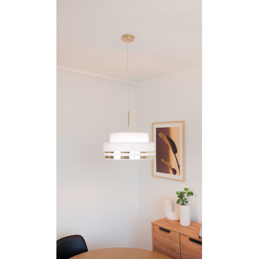 Κρεμαστό φωτιστικό οροφής TAMI 1xE27/60W/230V διάμετρος 40 cm κρεμ/χρυσό