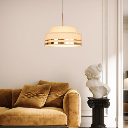 Κρεμαστό φωτιστικό οροφής TAMI 1xE27/60W/230V διάμετρος 40 cm μπεζ/χρυσό