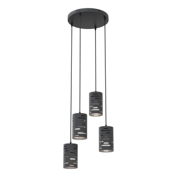 Κρεμαστό φωτιστικό οροφής TANK 4xE27/15W/230V μαύρο