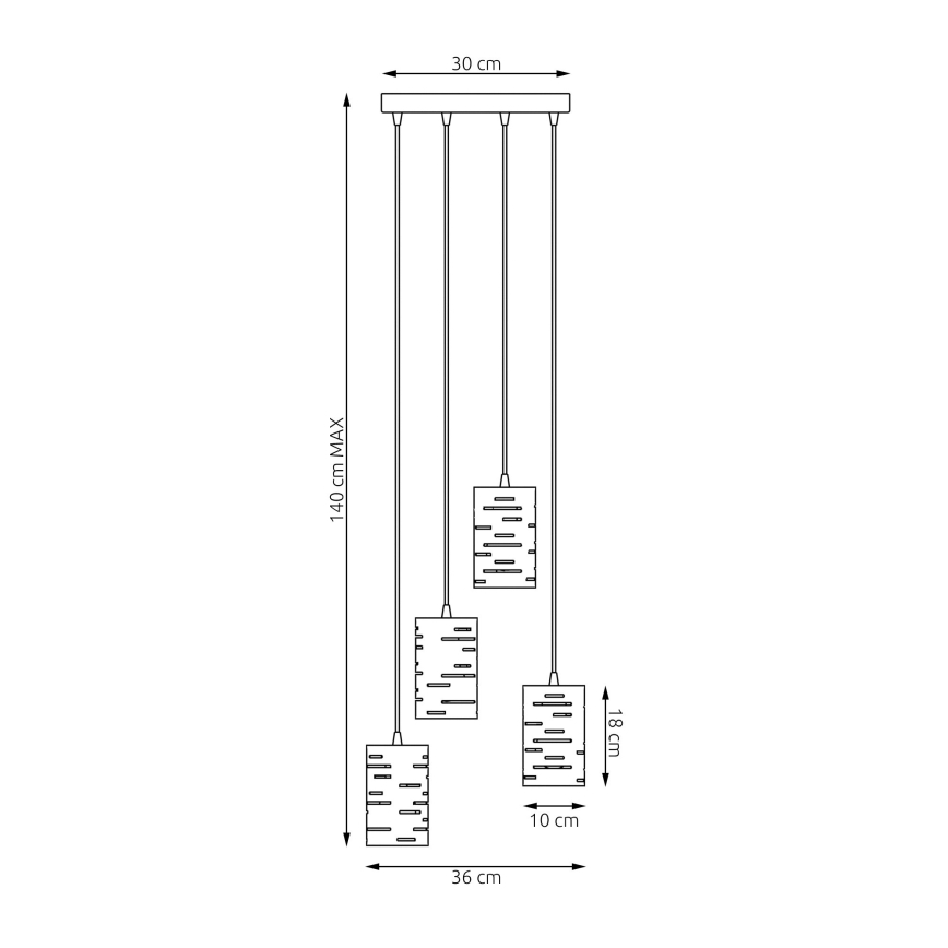 Κρεμαστό φωτιστικό οροφής TANK 4xE27/15W/230V μαύρο