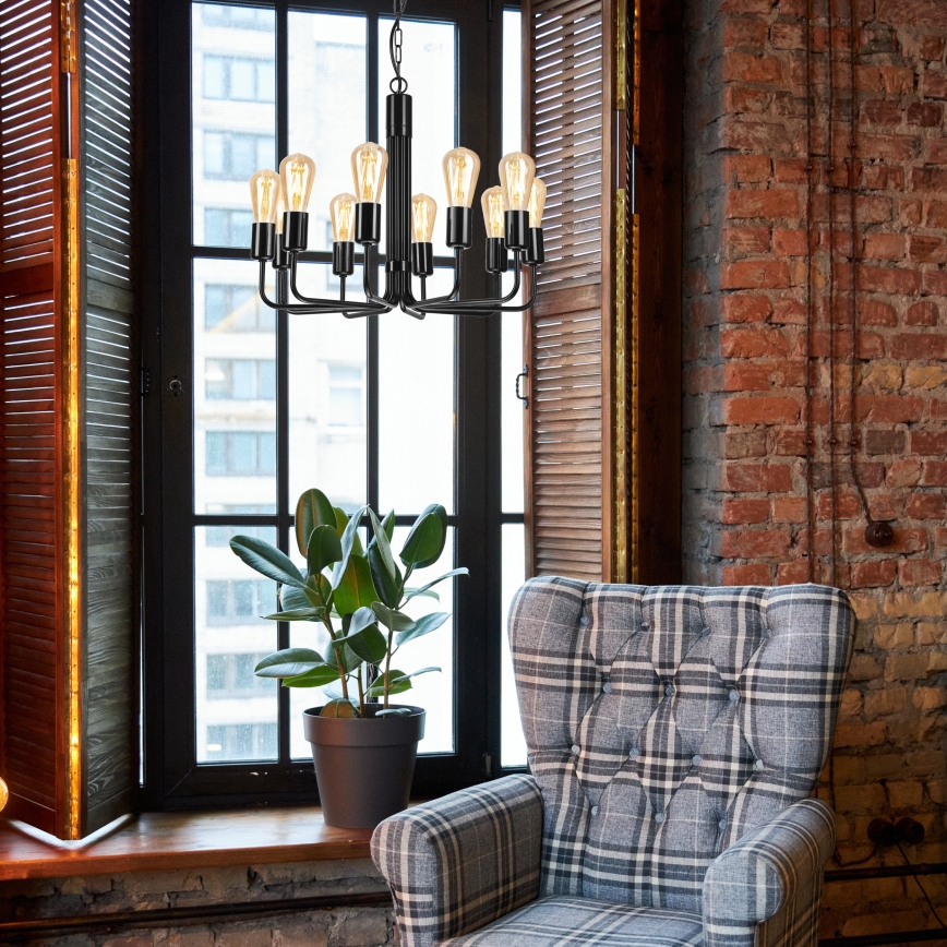 Κρεμαστό φωτιστικό οροφής TIFFANY 10xE27/60W/230V μαύρο