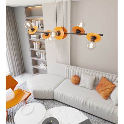 Κρεμαστό φωτιστικό οροφής TOKEN 6xE27/15W/230V πορτοκαλί