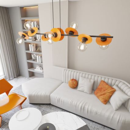 Κρεμαστό φωτιστικό οροφής TOKEN 8xE27/15W/230V πορτοκαλί