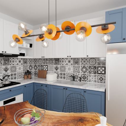 Κρεμαστό φωτιστικό οροφής TOKEN 8xE27/15W/230V πορτοκαλί