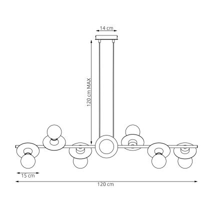 Κρεμαστό φωτιστικό οροφής TOKEN 8xE27/15W/230V πορτοκαλί