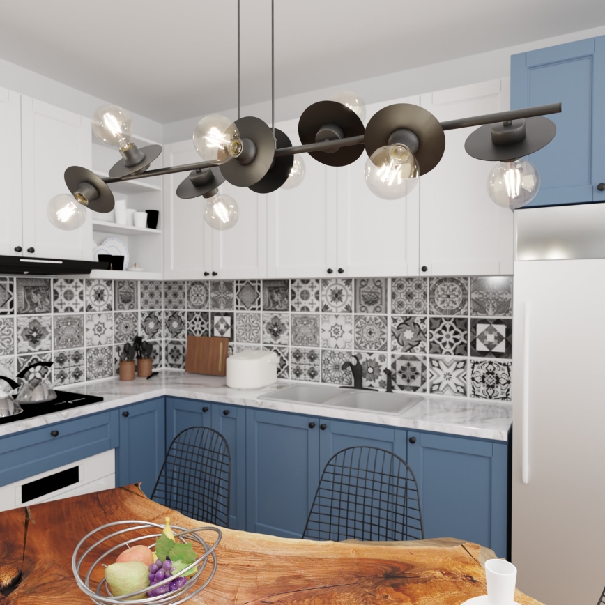 Κρεμαστό φωτιστικό οροφής TOKEN 8xE27/15W/230V μαύρο