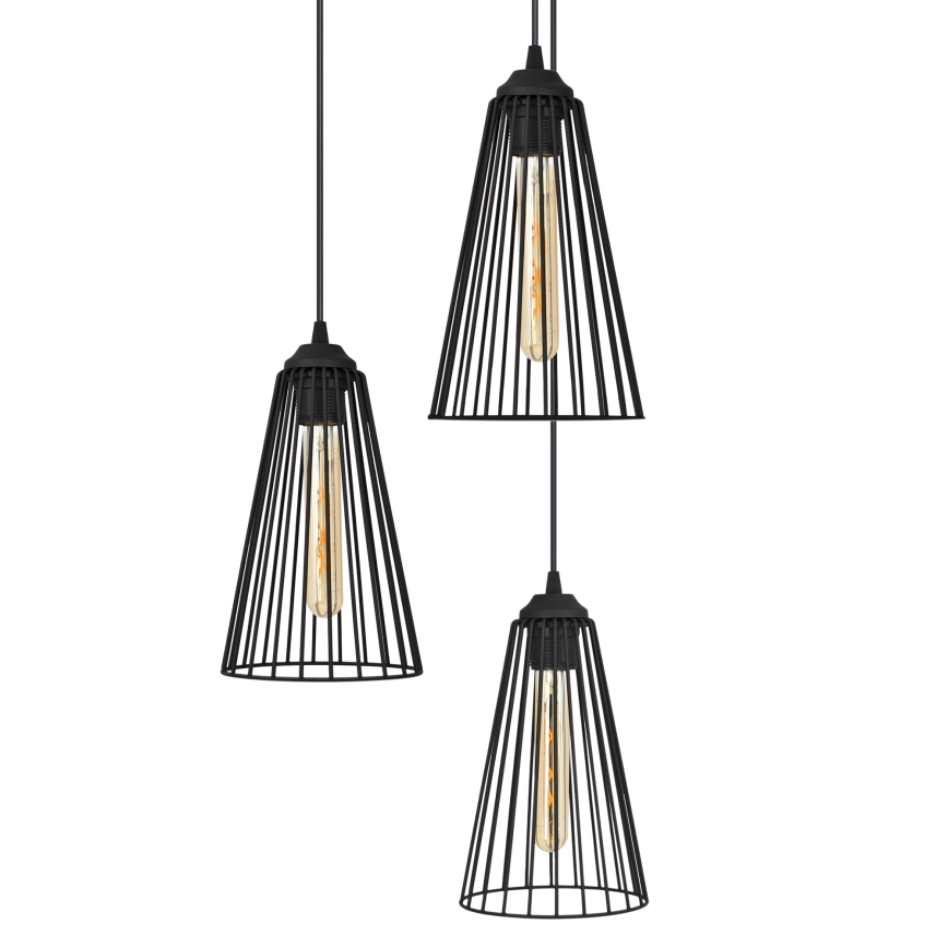 Κρεμαστό φωτιστικό οροφής TORRI 3xE27/15W/230V μαύρο