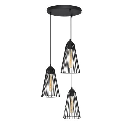 Κρεμαστό φωτιστικό οροφής TORRI 3xE27/15W/230V μαύρο