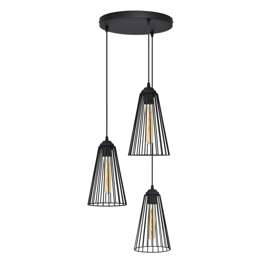 Κρεμαστό φωτιστικό οροφής TORRI 3xE27/15W/230V μαύρο