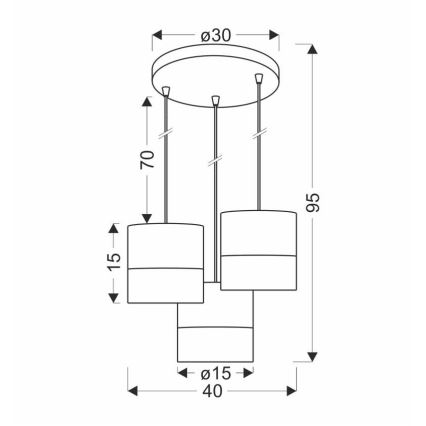 Κρεμαστό φωτιστικό οροφής τρίφωτο BIANCO 3xE27/40W/230V λευκό/καφέ