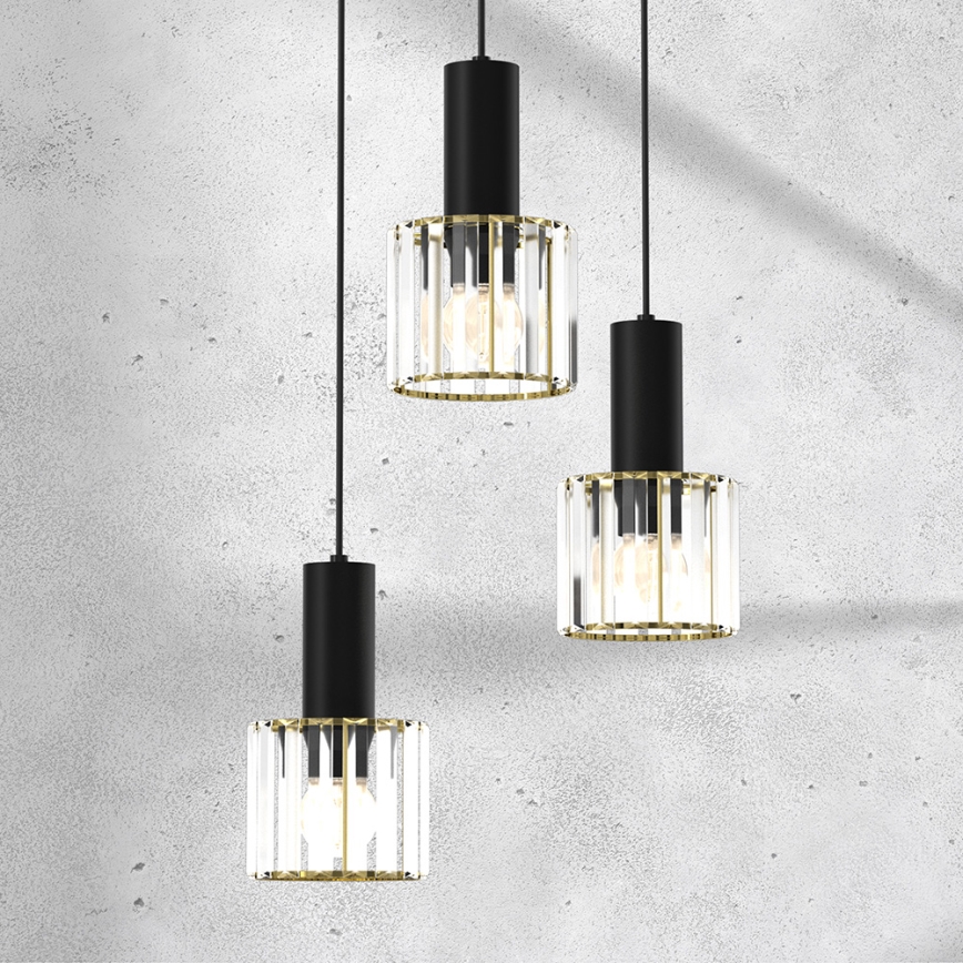 Κρεμαστό φωτιστικό οροφής τρίφωτο CRISTAL 3xE27/60W/230V μαύρο
