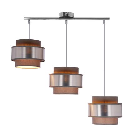 Κρεμαστό φωτιστικό οροφής τρίφωτο HARE 3xE27/60W/230V γκρι/ματ χρώμιο