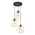 Κρεμαστό φωτιστικό οροφής τρίφωτο MERCURE 3xE27/15W/230V χρυσαφί/μαύρο